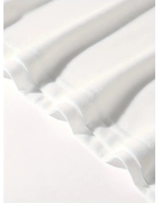 20/1 Penye Compack Ön Arka Ejder Baskılı Oversize Bisiklet Yaka T-shirt - Beyaz -