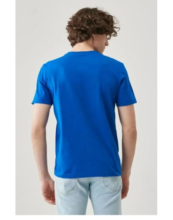 24/1 Düz A Kalite Oversize T-shirt - Mavi -