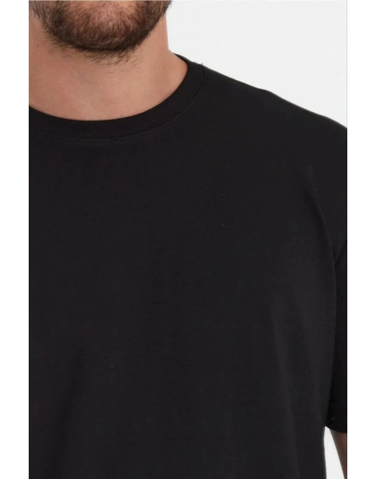 24/1 Düz A Kalite Oversize T-shirt - Siyah