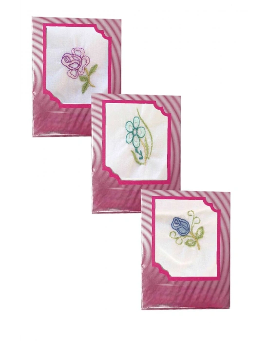 3’lü Özel Paket Premium Kadın İşlemeli Mendil Seti  %100 Pamuk 28x28 Cm
