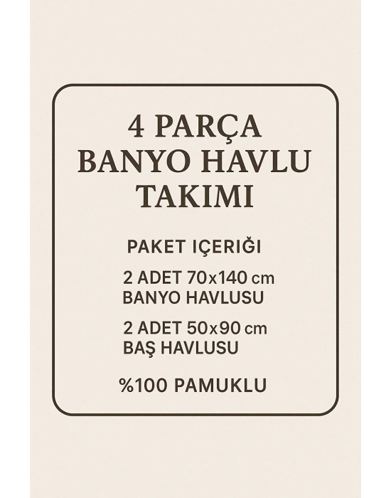4 Parça Banyo Havlu Takımı %100 Pamuklu Dry Antrasit Mavi