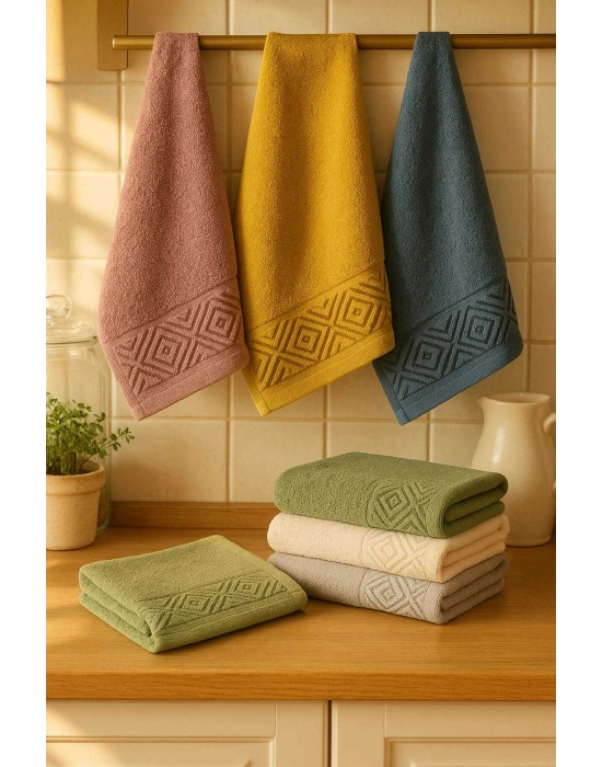 6 Parça Mutfak Havlusu Seti %100 Pamuklu Baklava