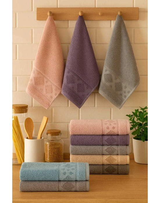 6 Parça Mutfak Havlusu Seti %100 Pamuklu Carla