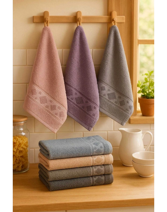 6 Parça Mutfak Havlusu Seti %100 Pamuklu Carla