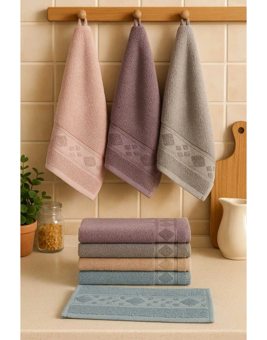 6 Parça Mutfak Havlusu Seti %100 Pamuklu Carla