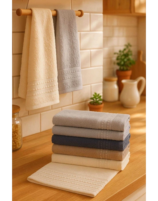 6 Parça Mutfak Havlusu Seti %100 Pamuklu Özlem