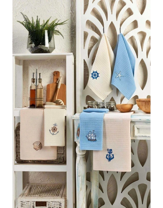 6 Parça Mutfak Kurulama Bezi 30 X 50 Cm Deniz