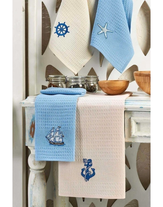 6 Parça Mutfak Kurulama Bezi 30 X 50 Cm Deniz