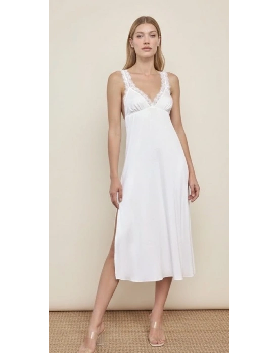 Bicomi Dantelli ve Dekolteli Yırtmaçlı Gecelik