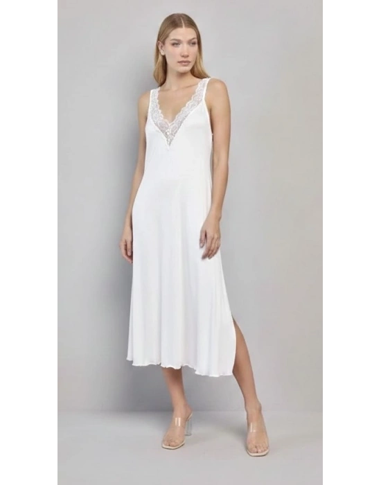 Bicomi Göğüs ve Sırt Dekolteli Dantelli ve Yırtmaçlı Gecelik