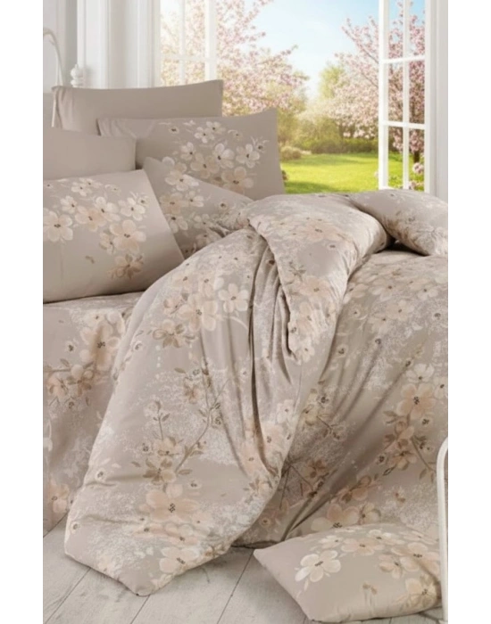 Çift Kişilik Nevresim Takımı Pamuklu Bej Bahar