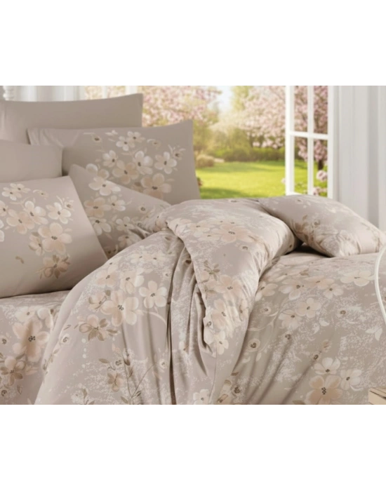 Çift Kişilik Nevresim Takımı Pamuklu Bej Bahar