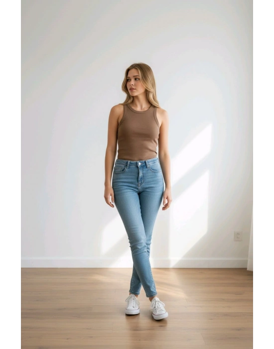 Fitilli Halter Yaka Örme Atlet