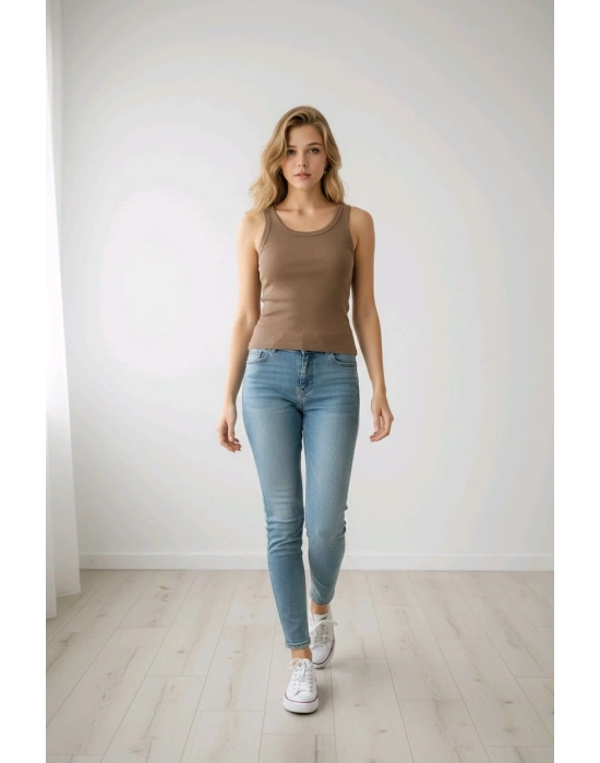 Fitilli Halter Yaka Örme Atlet