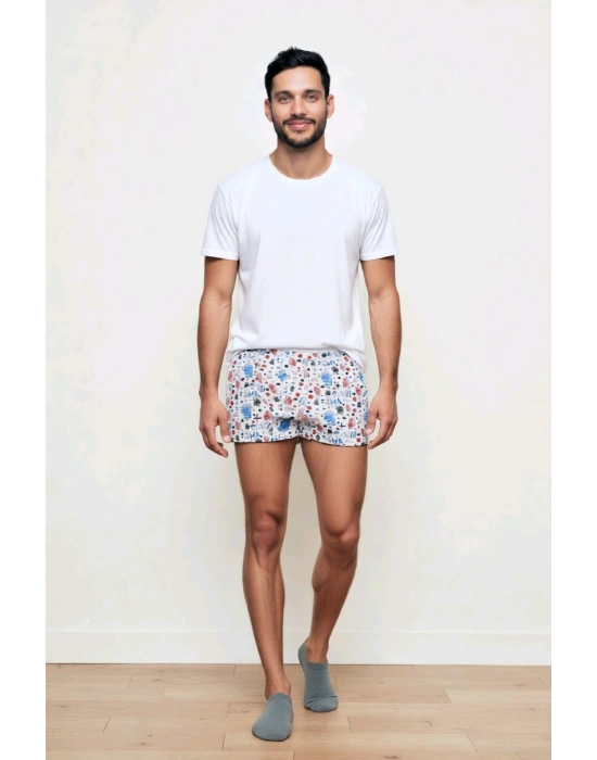 Desenli Erkek Likralı Boxer 6 adet