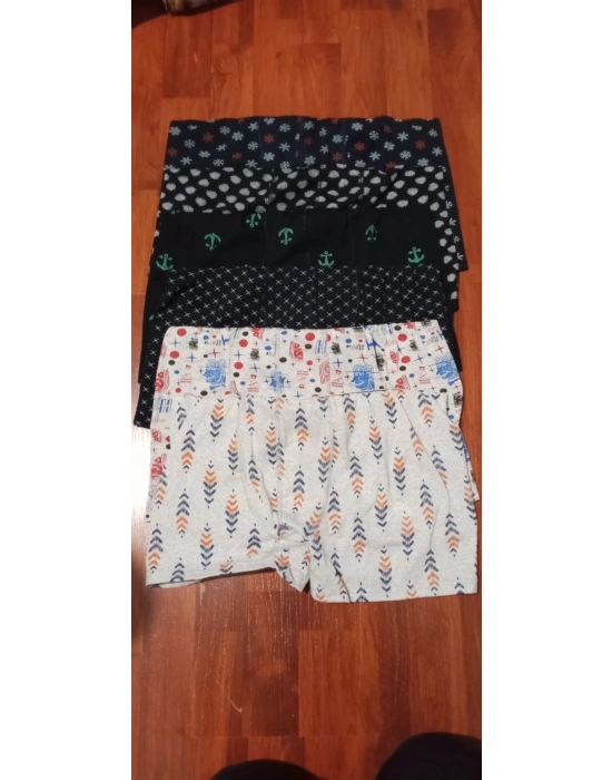 Desenli Erkek Likralı Boxer 6 adet