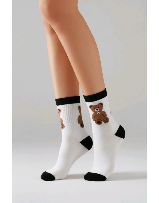 Pamuklu Ayıcık Desenli Patik Kolej Çorap 3 lü Paket