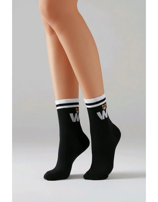 Pamuklu Ayıcık Desenli Patik Kolej Çorap 3 lü Paket