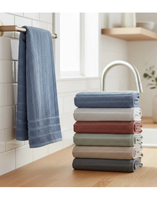 6lı Buklet Dokulu Mutfak ve El Havlusu Seti 30x50 cm Azra
