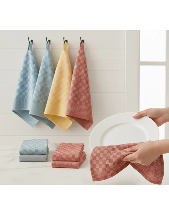 6lı Mutfak Kurulama Bezi 45x65 cm Pötikare Desen