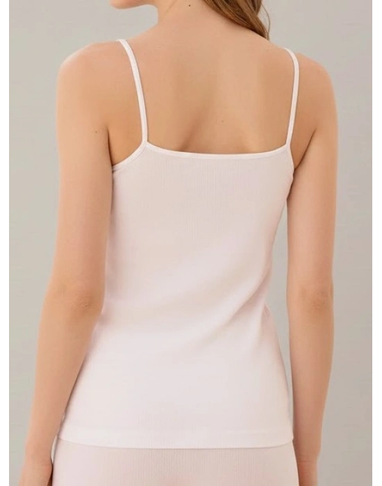 Bicomi İp Askılı Beyaz Ribana Atlet