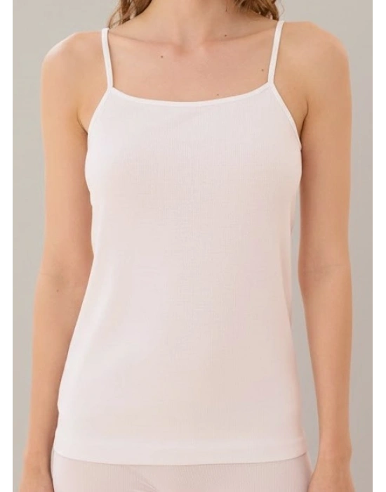 Bicomi İp Askılı Beyaz Ribana Atlet