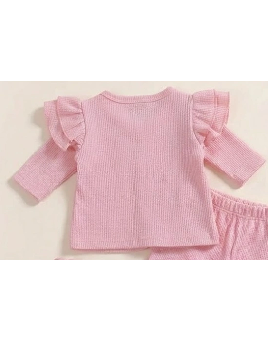 Omuzdan Fırfır Detaylı  %100 Pamuk Kız Hastane Çıkışı