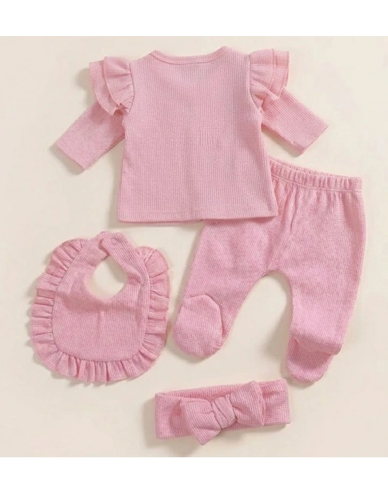 Omuzdan Fırfır Detaylı  %100 Pamuk Kız Hastane Çıkışı