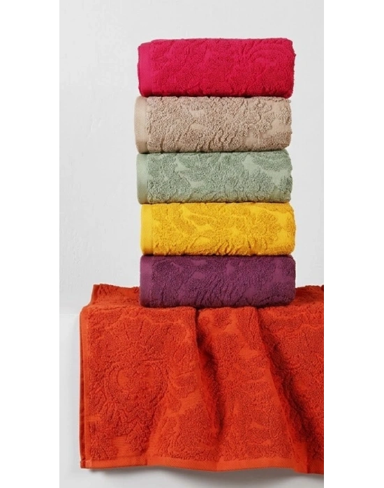 Bicomi 6lı El Yüz Jakarlı Havlu Seti - Doku Desenli %100 Pamuk