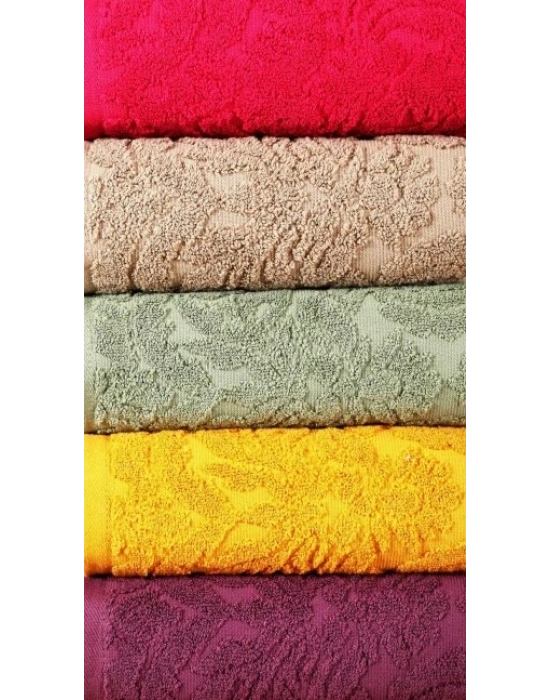 Bicomi 6lı El Yüz Jakarlı Havlu Seti - Doku Desenli %100 Pamuk