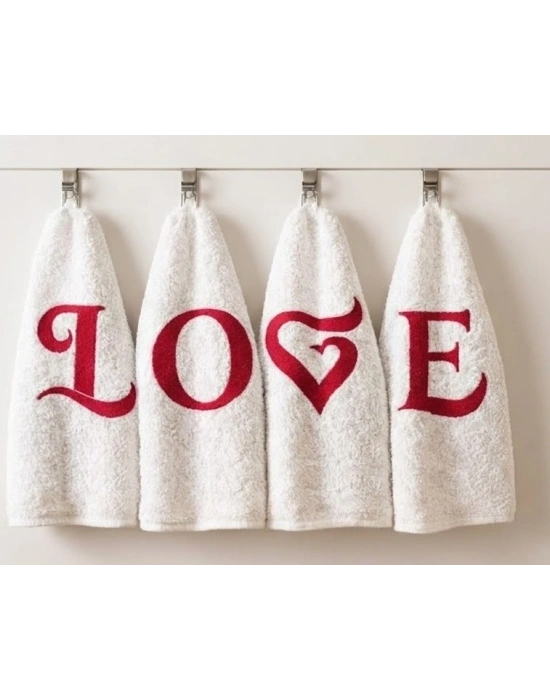 Bicomi 4’lü Mutfak Havlusu Seti - %100 Pamuk Nakışlı El Havlusu 30x50 cm