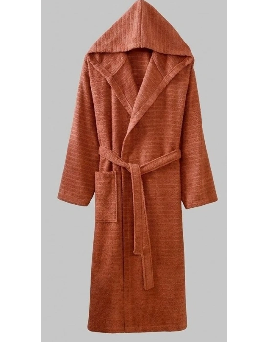 Bicomi Premium Kapüşonlu Unisex Bornoz - %100 Soft Pamuklu Yumuşak Doku (Kahve)