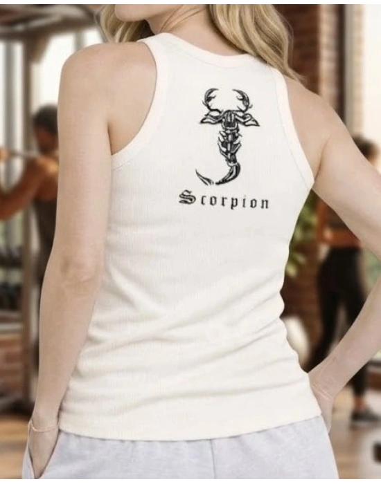 Vücut Hatlarını Şekillendiren, Sırt Detaylı Fitilli Spor Atlet - Krem