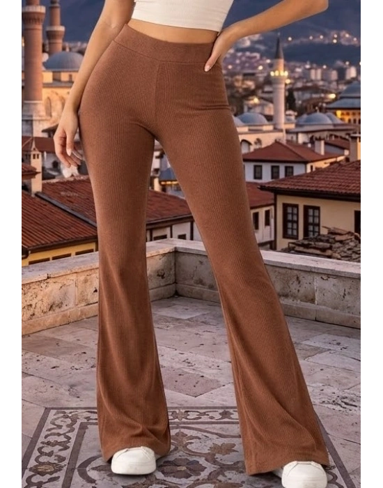 Biçomi Yüksek Bel Toparlayıcı & Esnek Fitilli Kaşkorse İspanyol Paça Rahat Pantolon