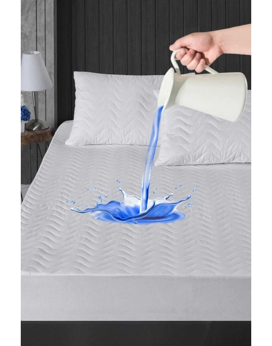 90x190 Sıvı Geçirmez Kapitoneli Tek Kişilik Alez Fitted Pamuklu