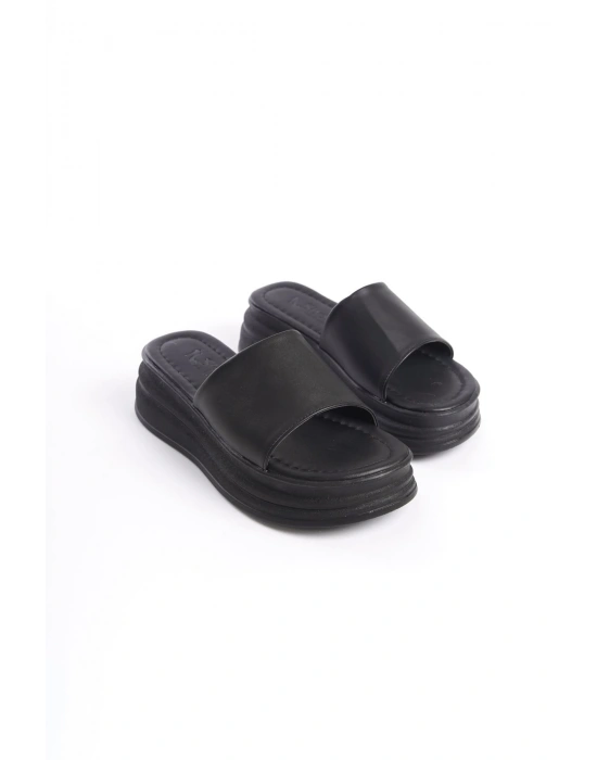 ALICE Düz Topuklu Kalın ve Ortopedik Taban Kadın Terlik  CST - Siyah