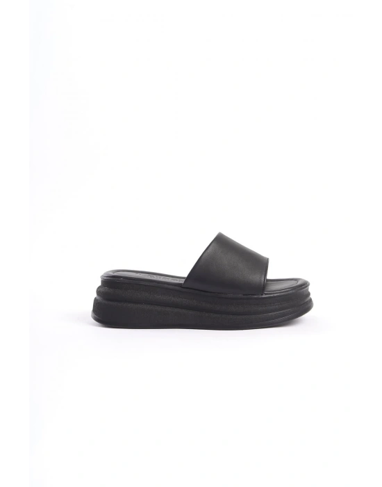 ALICE Düz Topuklu Kalın ve Ortopedik Taban Kadın Terlik  CST - Siyah