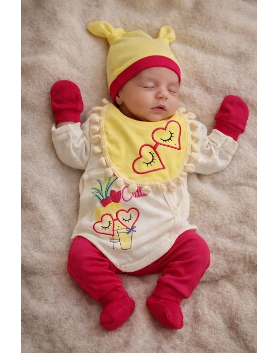 Ananaslı Kalpli 5 Parça Hastane Çıkış Seti