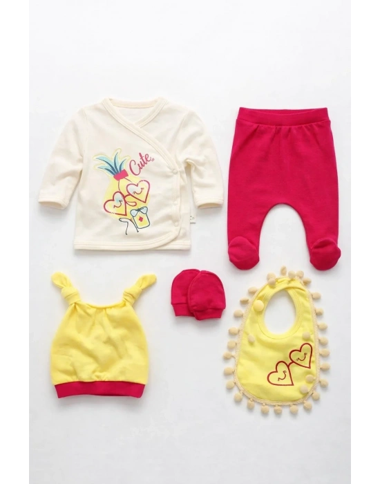 Ananaslı Kalpli 5 Parça Hastane Çıkış Seti