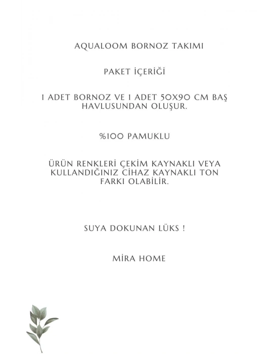 AquaLoom Lüx Bornoz ve Havlu Seti %100 Pamuklu Açık Gri