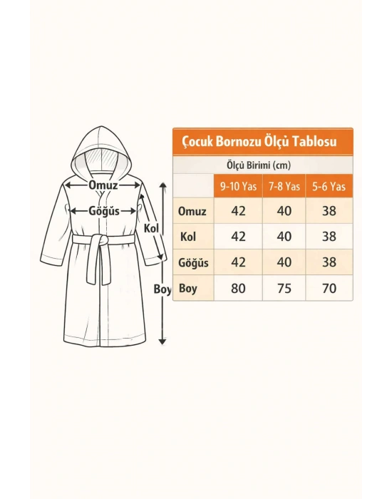 Ayıcık Figürlü Nakışlı Kapüşonlu Çocuk Bornozu