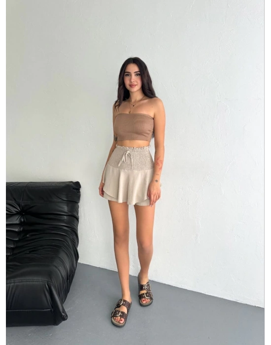 Ayrobin Şortlu Etek - Bej -