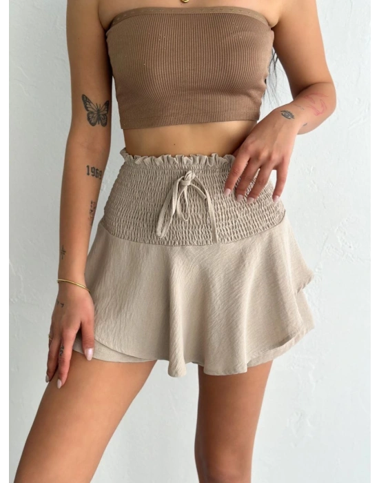Ayrobin Şortlu Etek - Bej -