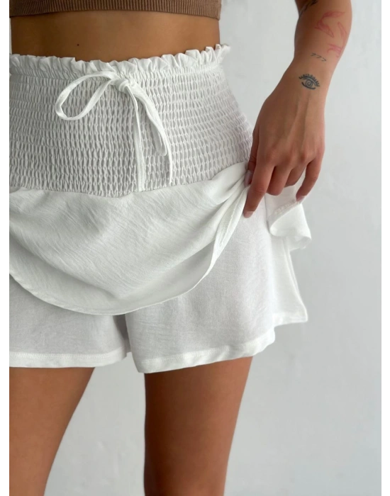 Ayrobin Şortlu Etek - Beyaz -