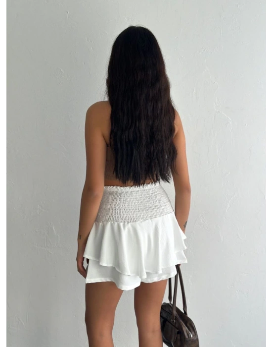 Ayrobin Şortlu Etek - Beyaz -