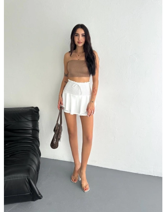 Ayrobin Şortlu Etek - Beyaz -