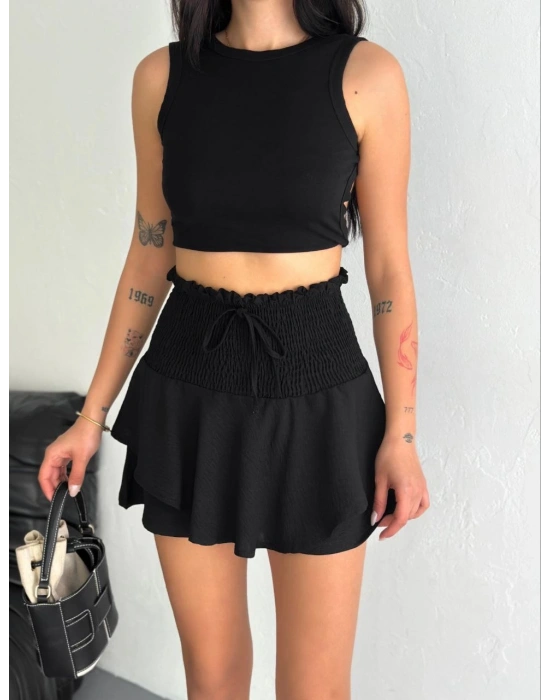 Ayrobin Şortlu Etek - Siyah -