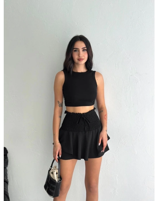 Ayrobin Şortlu Etek - Siyah -