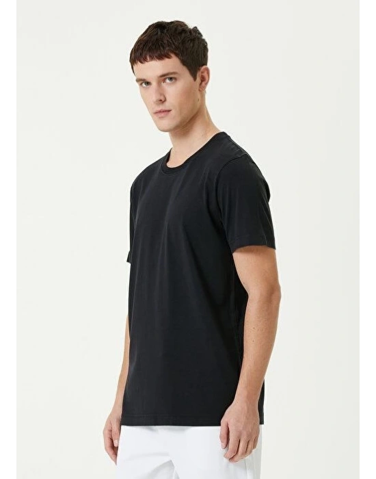 Basic Bisiklet Yaka Regular T-Shirt - Siyah -