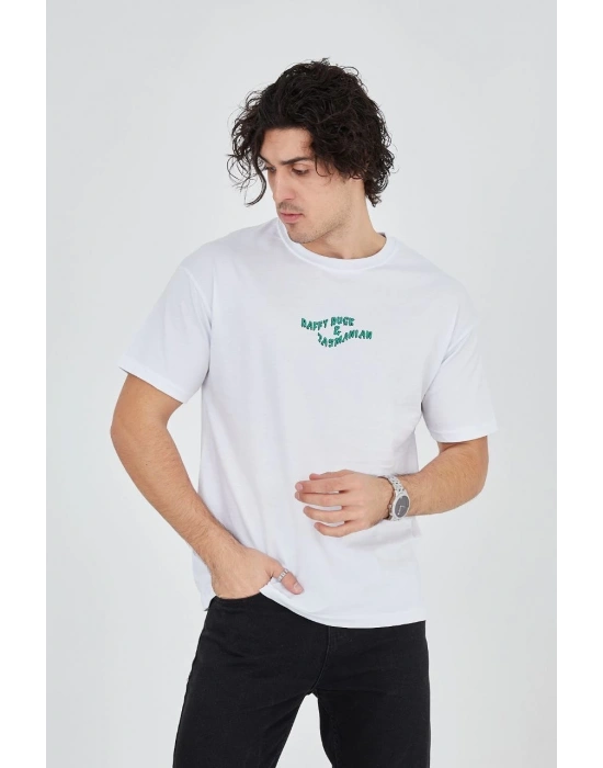 Baskılı 24/1 Penye T-Shirt - Beyaz